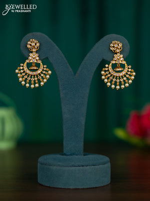 Antique earrings with cz stones and pearl hangings