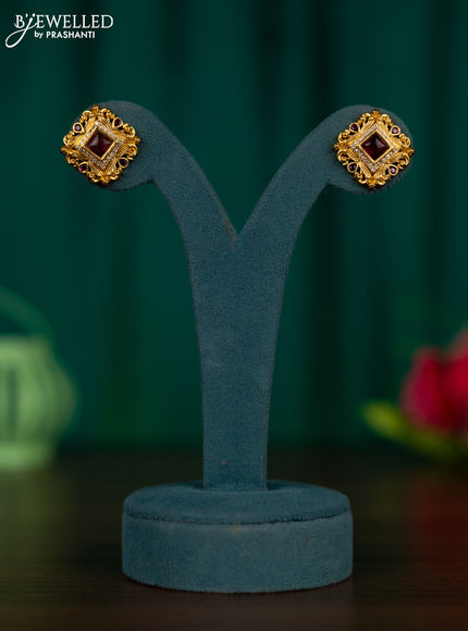 Antique earrings with ruby and cz stones