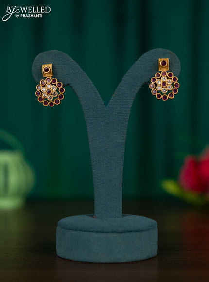 Antique earrings with ruby and cz stones