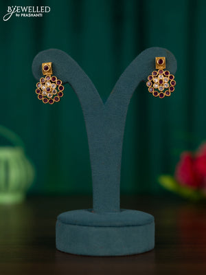 Antique earrings with ruby and cz stones