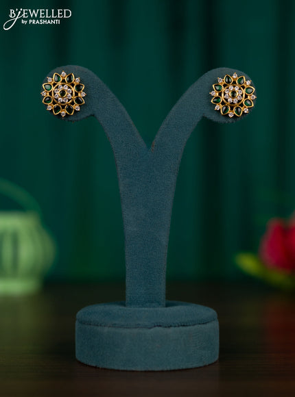 Antique earrings with emerald and cz stones