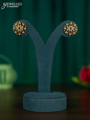 Antique earrings with emerald and cz stones