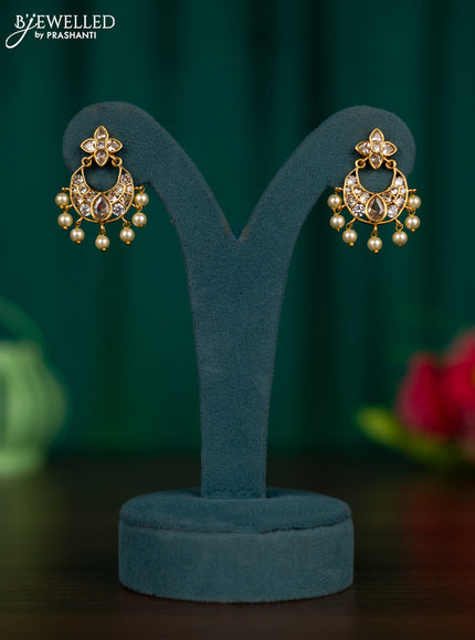 Antique earrings with cz stones and pearl hangings