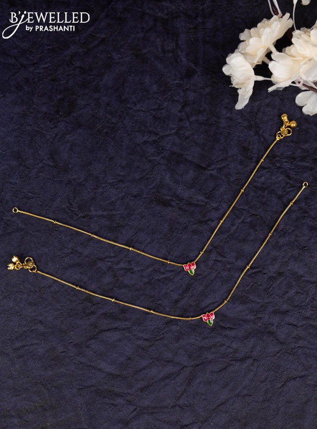 Antique anklet with minakari lotus design