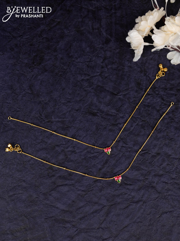 Antique anklet with minakari lotus design
