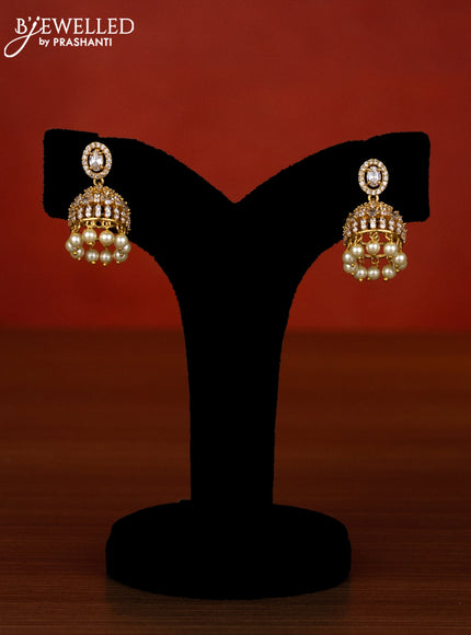 Antique choker peacock design with cz stones and pearl hangings