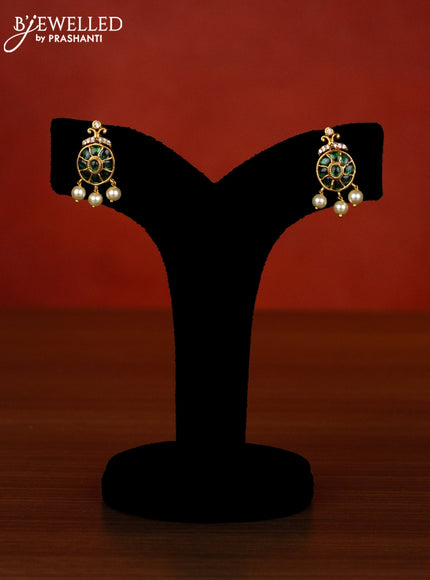 Antique choker peacock design with emerald & cz stones and pearl hangings