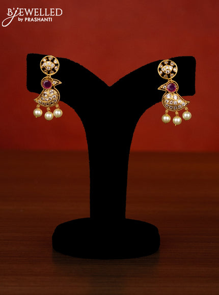 Antique choker parrot design with ruby & cz stones and pearl hangings