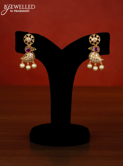 Antique choker parrot design with kemp & cz stones and pearl hangings
