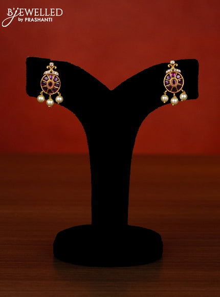 Antique choker peacock design with ruby & cz stones and pearl hangings