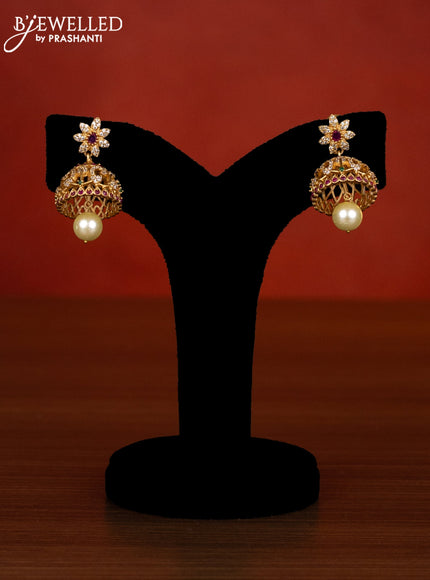 Antique choker floral design with kemp & cz stones and pearl hangings