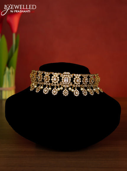 Antique choker with cz stones and pearl hangings