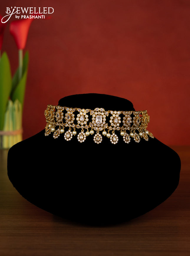 Antique choker with cz stones and pearl hangings