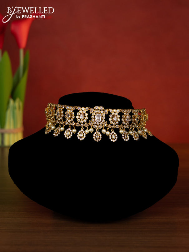 Antique choker with cz stones and pearl hangings