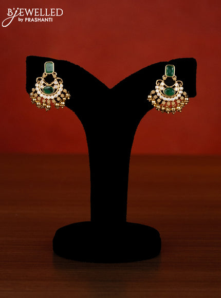 Antique choker with emerald & cz stones and golden beads hangings