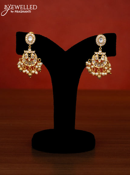 Antique choker chandbali design with kemp & kundan cz stones and pearl & golden beads hangings