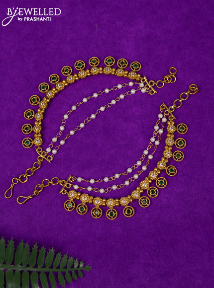 Antique triple layer maatal with emerald and cz stones