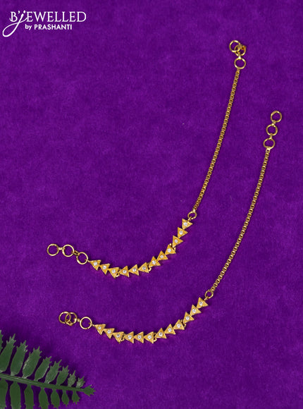 Zircon maatal geometric design with cz stones in gold finish