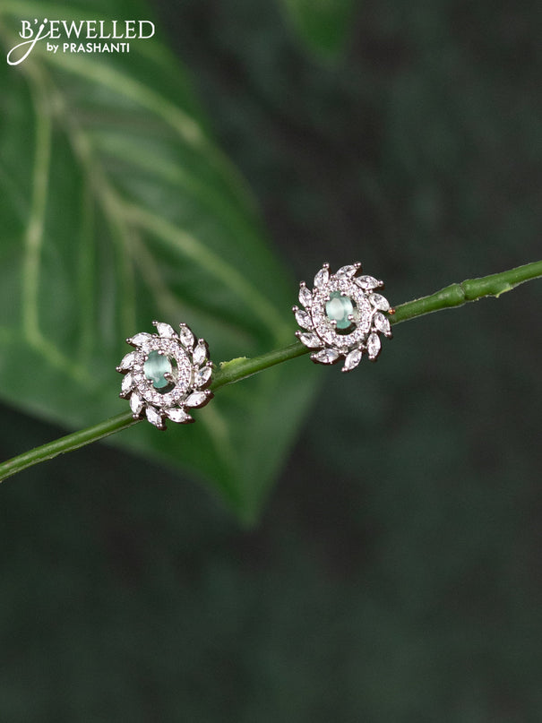 Zircon earrings with mint green and cz stones
