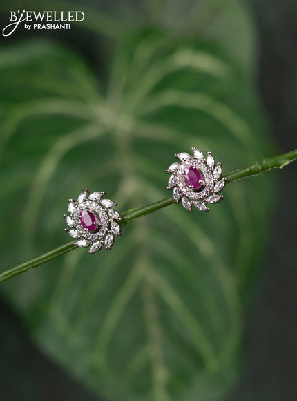 Zircon earrings with ruby and cz stones