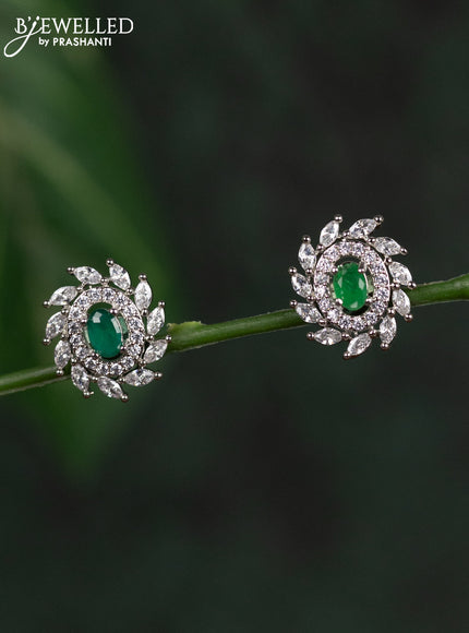 Zircon earrings with emerald and cz stones