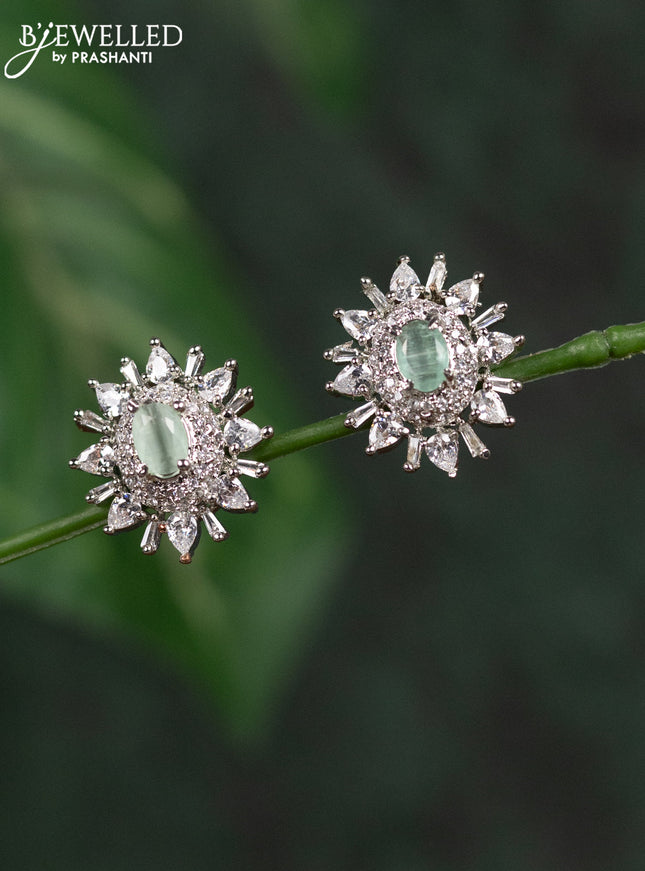 Zircon earrings with mint green and cz stones