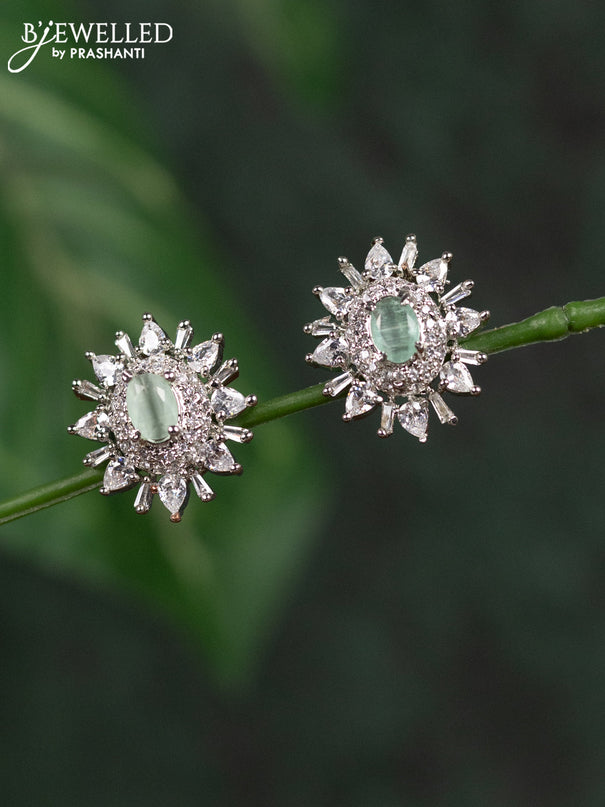 Zircon earrings with mint green and cz stones