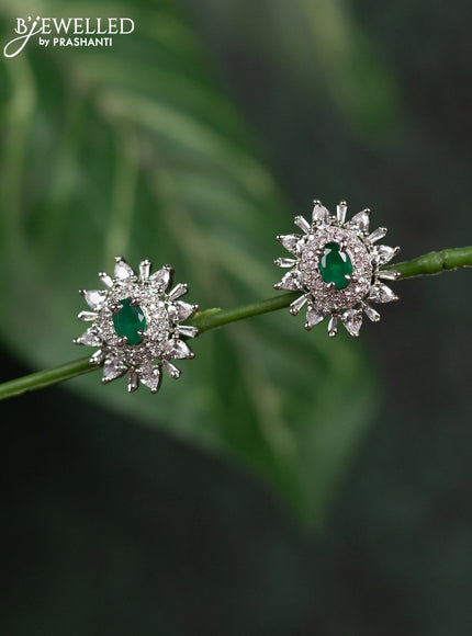 Zircon earrings with emerald and cz stones