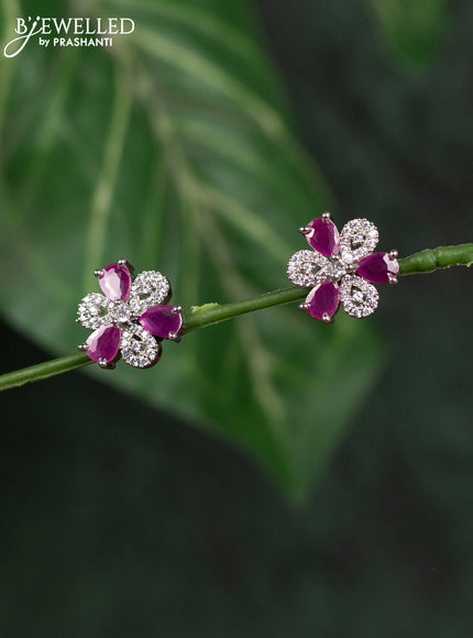 Zircon earrings with ruby and cz stones