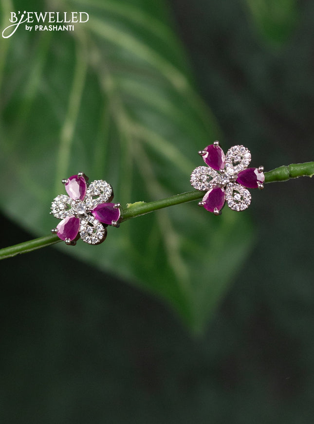 Zircon earrings with ruby and cz stones