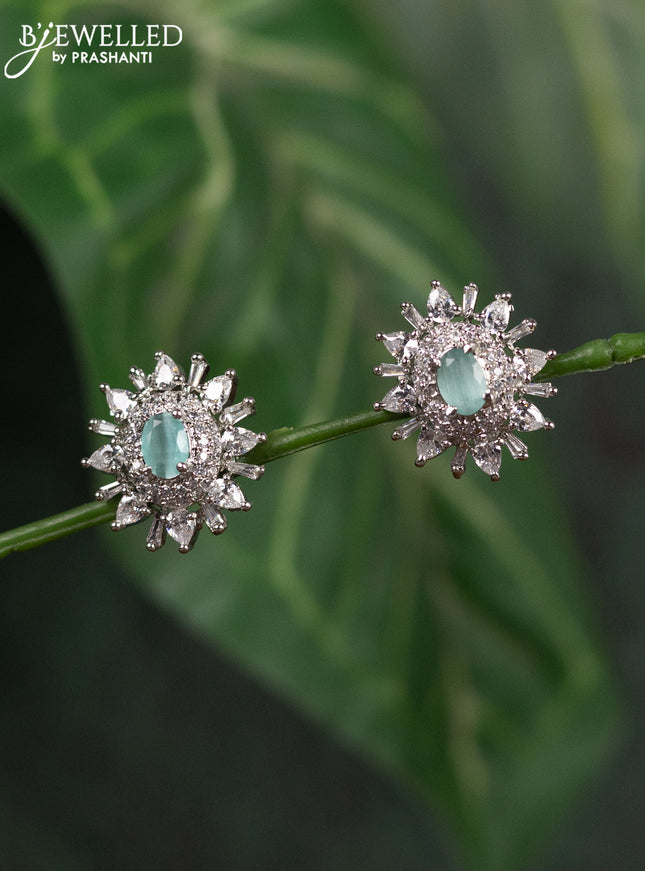 Zircon earrings with ice blue and cz stones