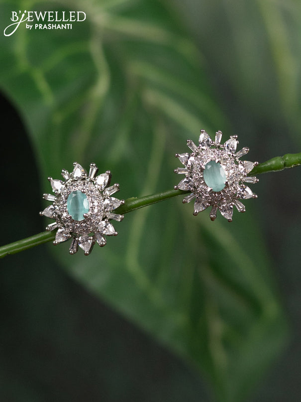 Zircon earrings with ice blue and cz stones