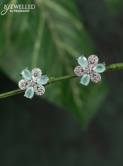 Zircon earrings with mint green and cz stones