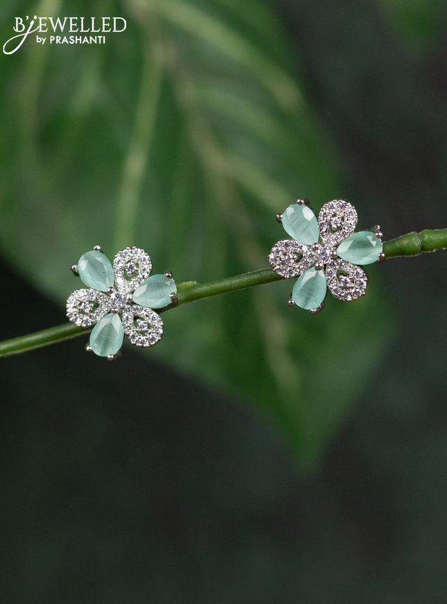 Zircon earrings with mint green and cz stones