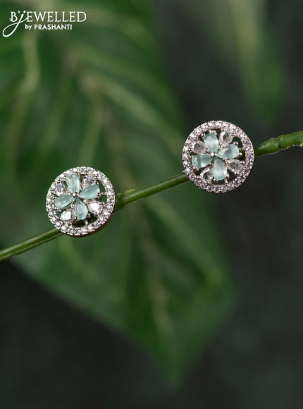 Zircon earrings with mint green and cz stones