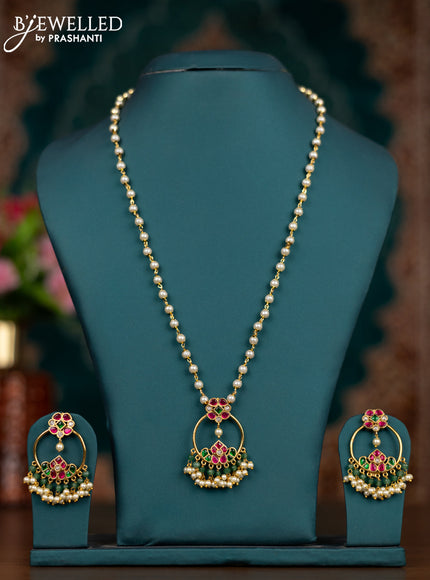 Pearl necklace with kemp jadau kundan stones and pearl hangings