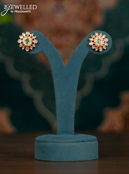 Pearl necklace with emerald & cz stones and pearls