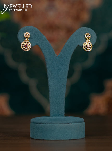 Pearl necklace with ruby and cz stones