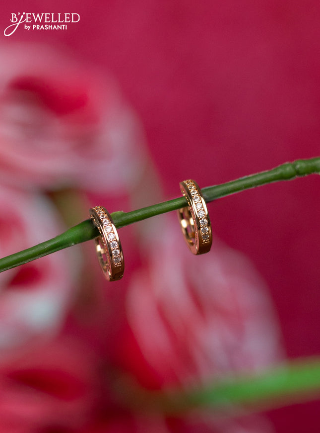 Rose gold hanging type earrings with cz stones