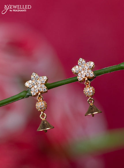 Rosel gold earrings floral design with cz stones
