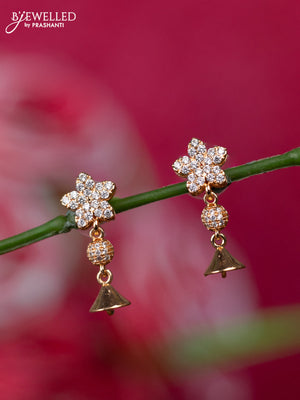 Rose gold earrings floral design with cz stones