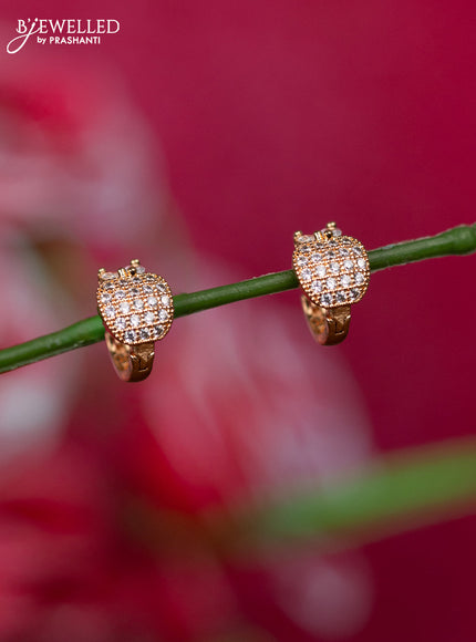 Rosel gold hanging type earrings with cz stones