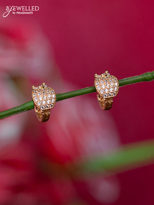 Rose gold hanging type earrings with cz stones