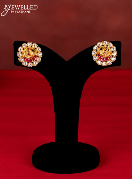 Ring type choker peacock design with pink jadau kundan stones