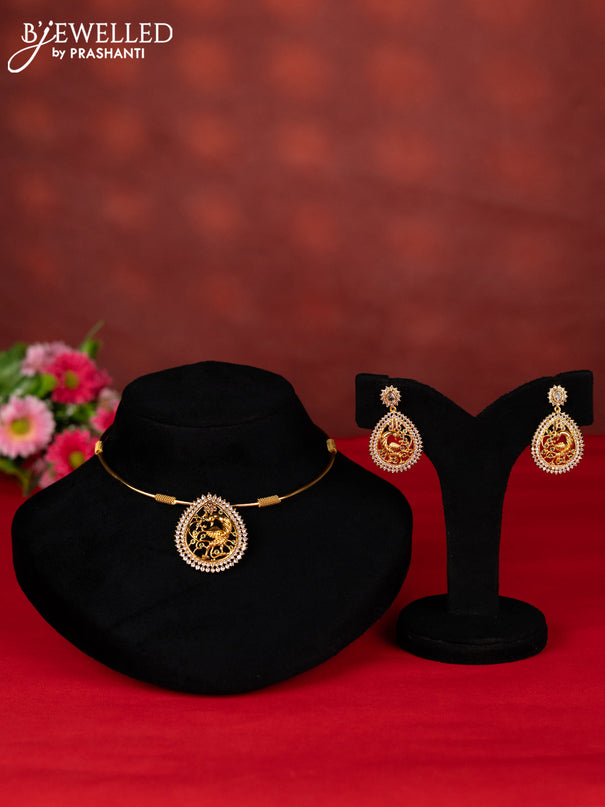 Ring type choker peacock design with kemp and cz stones