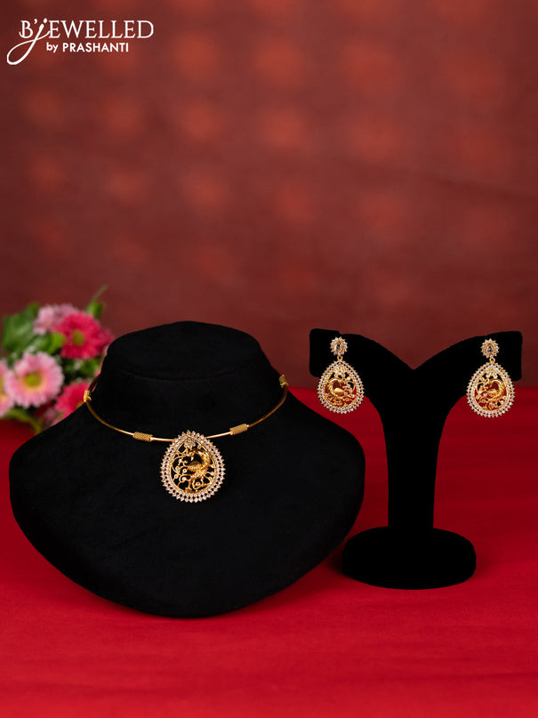 Ring type choker peacock design with cz stones