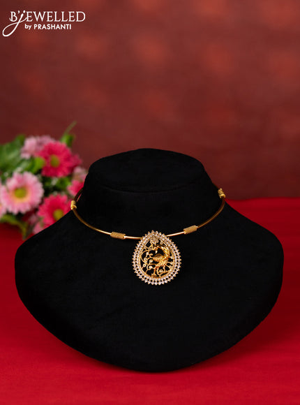 Ring type choker peacock design with cz stones
