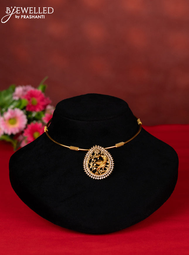 Ring type choker peacock design with cz stones