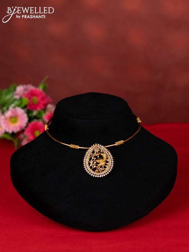 Ring type choker peacock design with cz stones