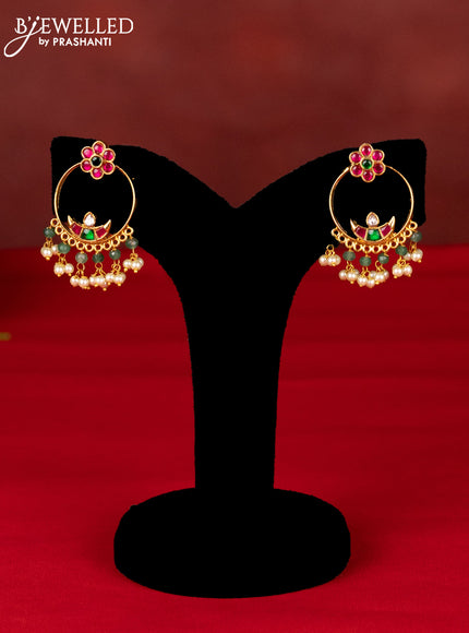 Ring type choker with kemp jadau kundan stones and pearl hangings